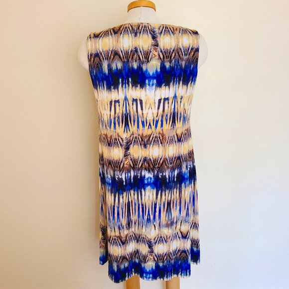 Laura Petite Sleeveless Slip on Colourful Dress with Beaded Collar - Picture 3 of 6